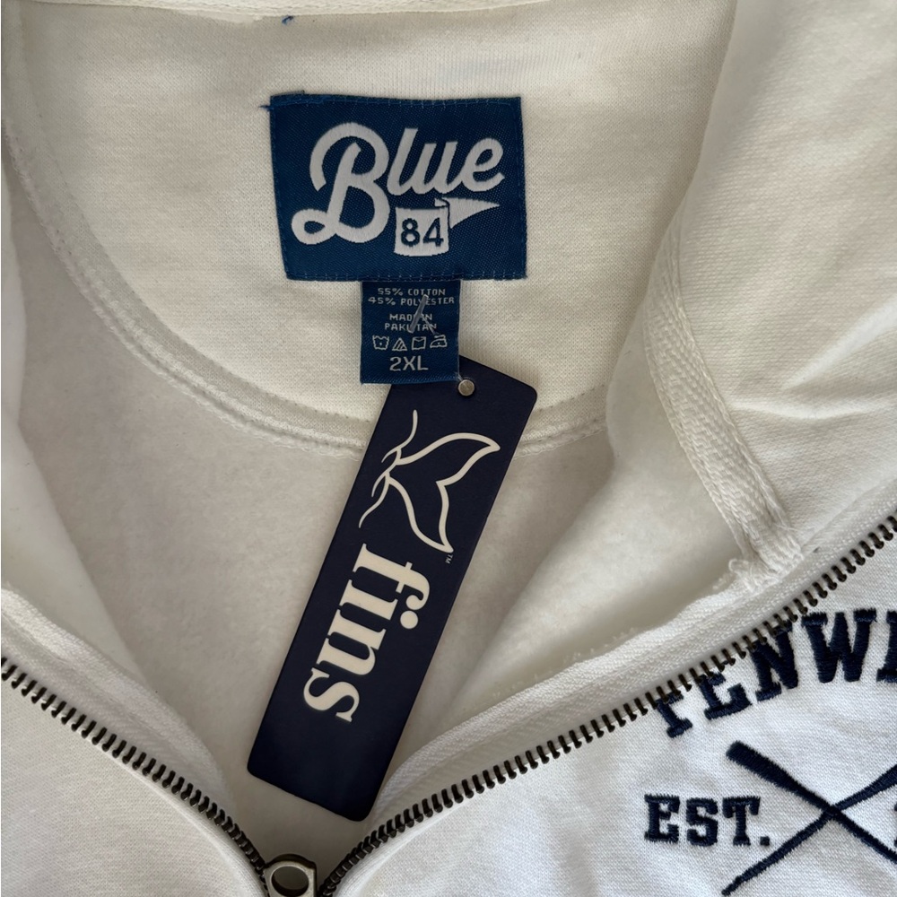 Blue 84 White Zip-Up Sweatshirt